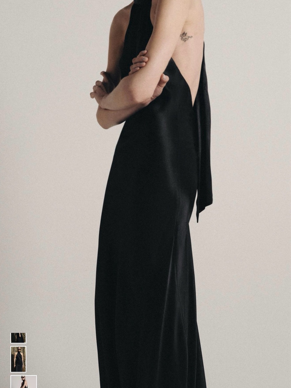 Zara Black Halter-Back Maxi Slip Dress